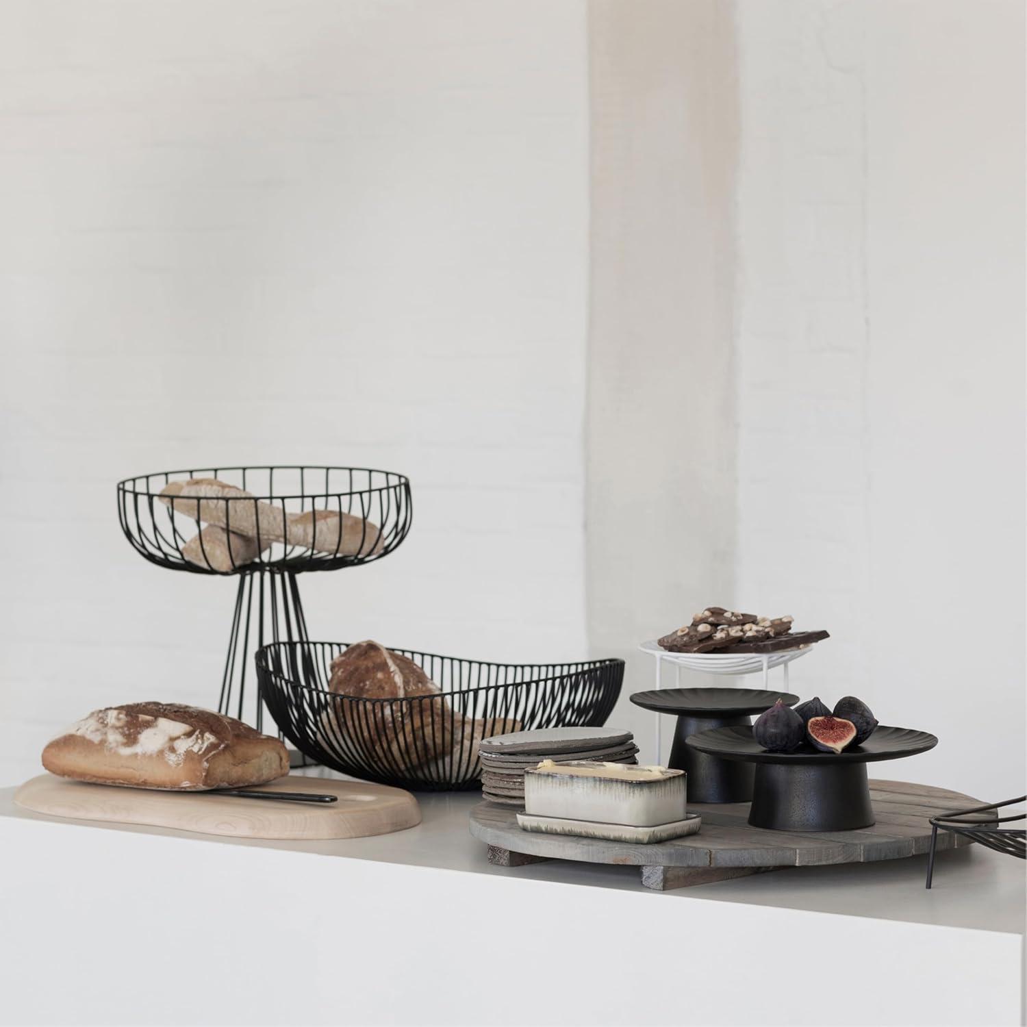 imageHome Decor Fruit Bowl  Metal sculptures interior accessories by Antonino Sciortino  Oval Iron Kitchen Basket  Modern House Decor or Kitchen Storage for Counter and Table bread basket blackWhite