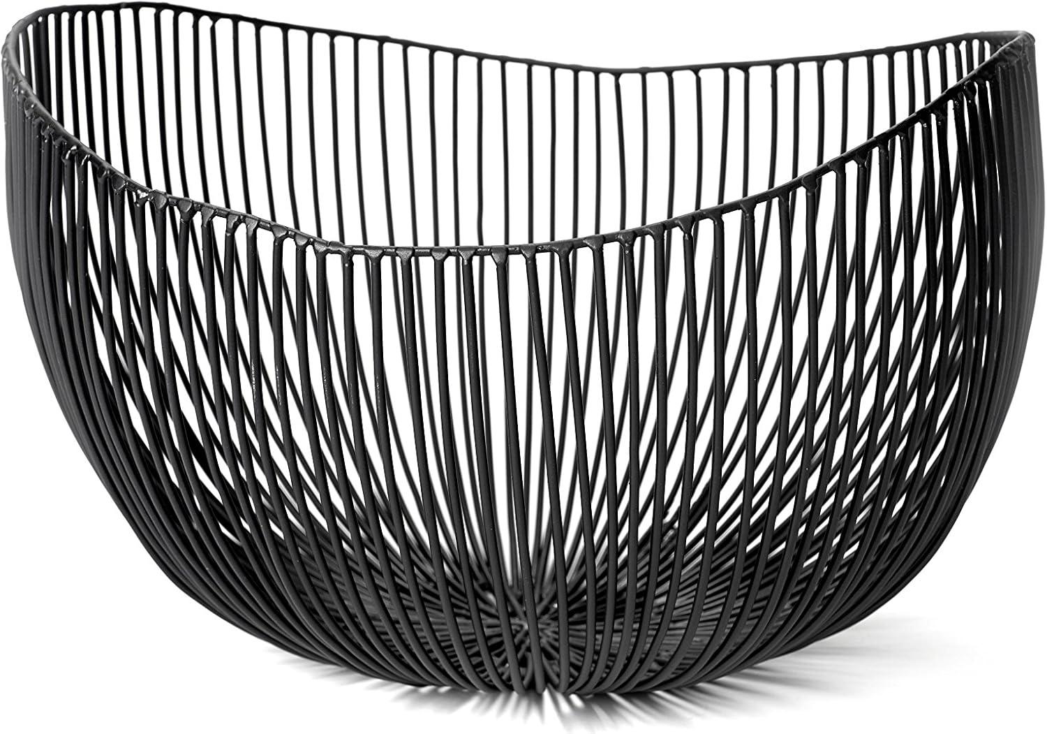 imageHome Decor Fruit Bowl  Metal sculptures interior accessories by Antonino Sciortino  Oval Iron Kitchen Basket  Modern House Decor or Kitchen Storage for Counter and Table bread basket blackBlack
