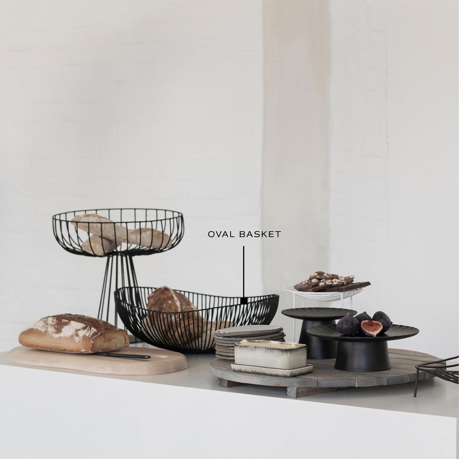 imageHome Decor Fruit Bowl  Metal sculptures interior accessories by Antonino Sciortino  Oval Iron Kitchen Basket  Modern House Decor or Kitchen Storage for Counter and Table bread basket blackBlack