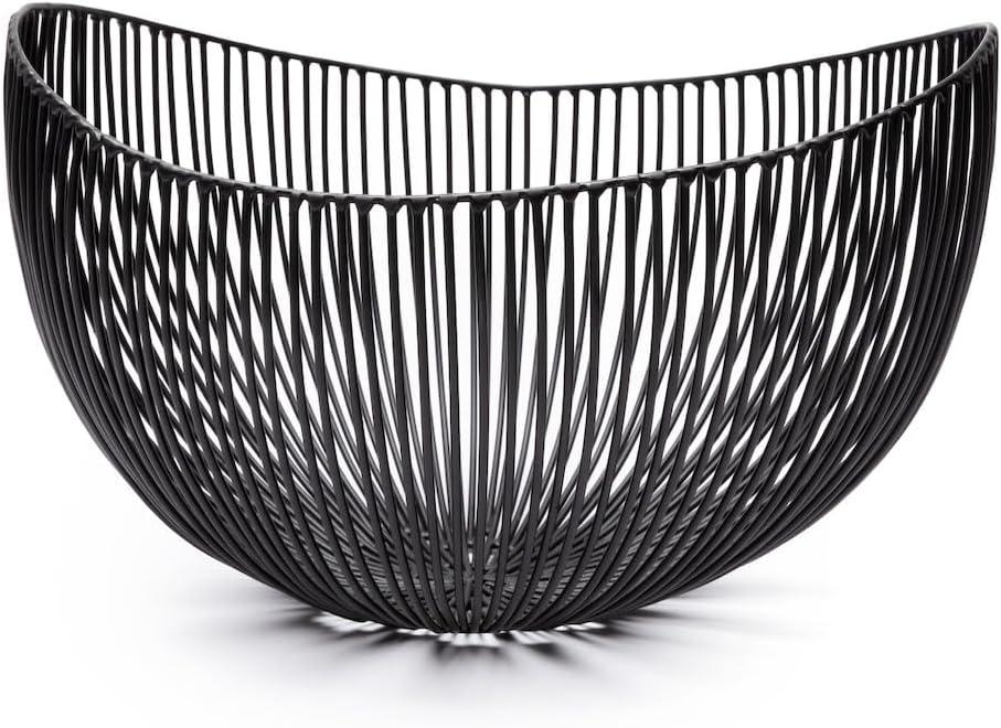 imageHome Decor Fruit Bowl  Metal sculptures interior accessories by Antonino Sciortino  Oval Iron Kitchen Basket  Modern House Decor or Kitchen Storage for Counter and Table bread basket blackBlack