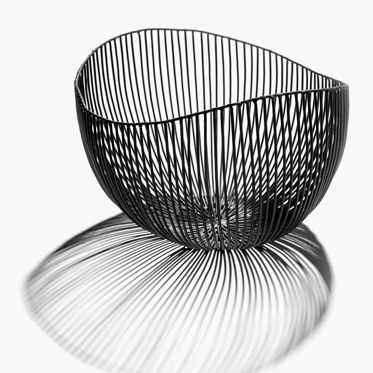 imageHome Decor Fruit Bowl  Metal sculptures interior accessories by Antonino Sciortino  Oval Iron Kitchen Basket  Modern House Decor or Kitchen Storage for Counter and Table bread basket blackBlack