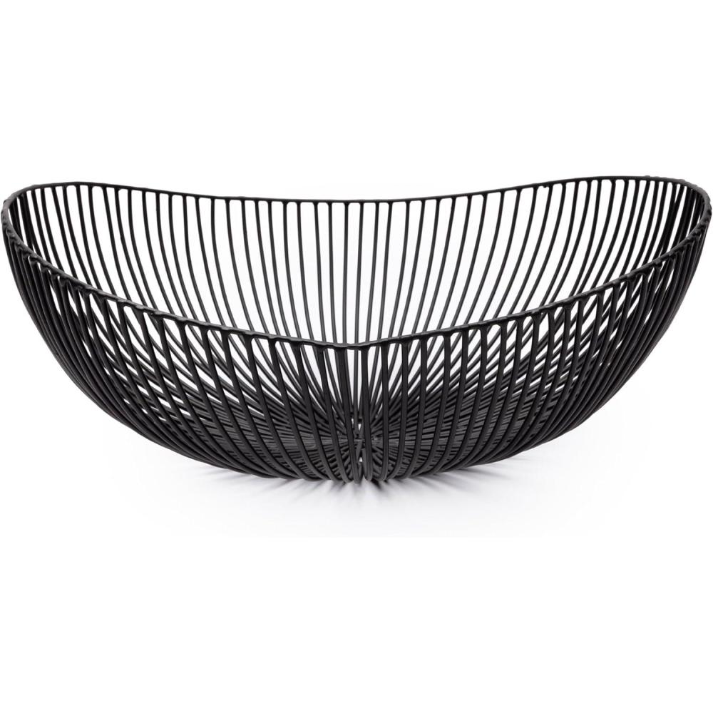 imageHome Decor Fruit Bowl  Metal sculptures interior accessories by Antonino Sciortino  Oval Iron Kitchen Basket  Modern House Decor or Kitchen Storage for Counter and Table bread basket blackBlack