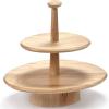 imageCake Stand Two Tier  Wooden Interior accessories by Kelly Wearstler  Light brown ash cake stand  Farmhouse Kitchen and Dinnerware Sets for Home Family Party