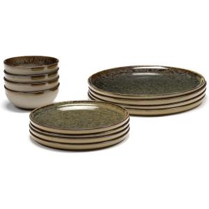 image12Piece Dinnerware Set for 4  Surface tableware by Sergio Herman  4 Indi Gray Small Plates 4 Plates 4 Pasta Bowls  Stoneware Home Kitchen Essentials Sets  Dishware and Dishes