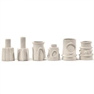 imageFlower Vase  Marie by Marie Michielssen  Set of 6  White Stoneware Home Decor Living Room for Coffee Table or Kitchen  Modern Entryway Table Decor or for Shelves  Unique Centerpiece Vases