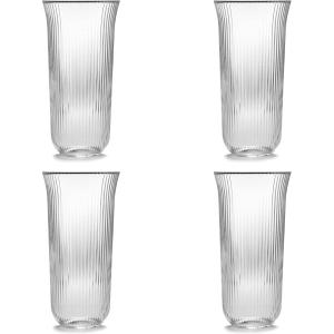 imageLongdrink Drinking Glasses Set of 4  Inku Glassware by Sergio Herman  Clear Ribbed Water Glass Cups without Lids  Home Essentials Kitchen Set  Beer Juice  Coffee AccessoriesLongdrink