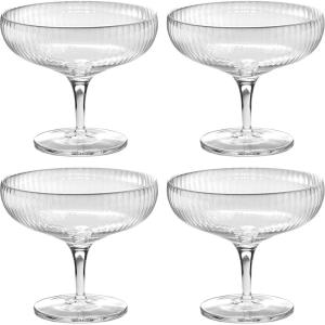 imageLongdrink Drinking Glasses Set of 4  Inku Glassware by Sergio Herman  Clear Ribbed Water Glass Cups without Lids  Home Essentials Kitchen Set  Beer Juice  Coffee AccessoriesChampagne