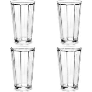 imageSet of 4 Longdrink Drinking Glasses  Surface glassware by Sergio Herman  Clear Water Glass Cups without Lids  Home Essentials Kitchen Set  Suitable for Beer Juice CoffeeLarge