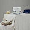 imageWhite Serving Plate with Face  Feast tableware by Ottolenghi  Serving Tray Dish Set for 1  Stoneware Microwave Safe Plates  Dinnerware Sets for Home PartyDark blue  white stripes
