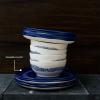 imageWhite Serving Plate with Face  Feast tableware by Ottolenghi  Serving Tray Dish Set for 1  Stoneware Microwave Safe Plates  Dinnerware Sets for Home PartyDark blue  white stripes