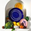 imageWhite Serving Plate with Face  Feast tableware by Ottolenghi  Serving Tray Dish Set for 1  Stoneware Microwave Safe Plates  Dinnerware Sets for Home PartyDark blue  white stripes