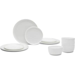 image12Piece Dinnerware Set for 4  Base tableware by Piet Boon  4 Small White 4 Plates 4 Pasta Bowls  Porcelain Home Kitchen Essentials Sets  Dishware and Dishes  Utensils