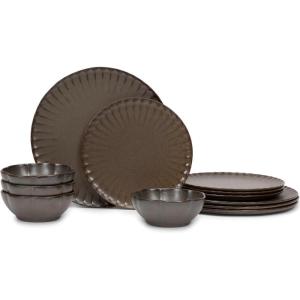 image12Piece Dinnerware Set for 4  Inku Tableware by Sergio Herman  4 Small Green Plates 4 Large Plates 4 Pasta Bowls  Stoneware Home Kitchen Essentials Sets  Dishware and Dishes  Utensils