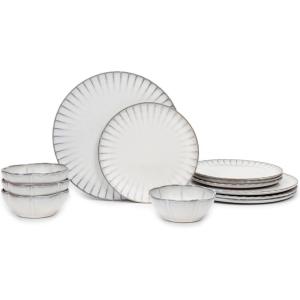 image12Piece Dinnerware Set for 4  Inku Tableware by Sergio Herman  4 Small White Plates 4 Large Plates 4 Pasta Bowls  stoneware dinnerware set  Kitchen Essentials Sets  kitchen and dining