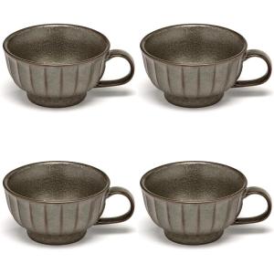 imageCappuccino Cups  Inku Tableware van Sergio Herman  4 Stoneware Coffee Mugs in white  Reusable for hot flavored Coffee  Mug Set for at Home or to go  Espresso Latte  Kitchen SetGreen