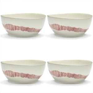 imageSmall White Red Food Bowls Set of 4  Feast tableware by Ottolenghi  Stoneware Microwave Safe Bowls  Dish Set Dinnerware Sets for Pasta Noodles Cereal Soup Bowl Serving BowlBowls White Red