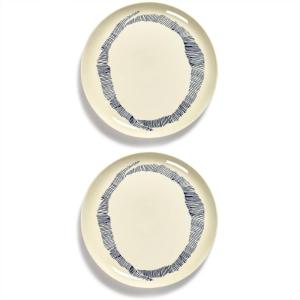 imageWhite Serving Plate with Face  Feast tableware by Ottolenghi  Serving Tray Dish Set for 1  Stoneware Microwave Safe Plates  Dinnerware Sets for Home PartyWhite swirl  blue stripes
