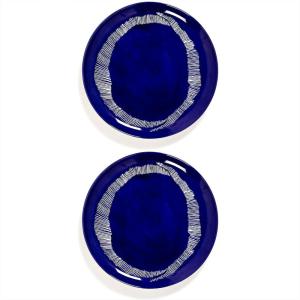 imageWhite Serving Plate with Face  Feast tableware by Ottolenghi  Serving Tray Dish Set for 1  Stoneware Microwave Safe Plates  Dinnerware Sets for Home PartyDark blue  white stripes