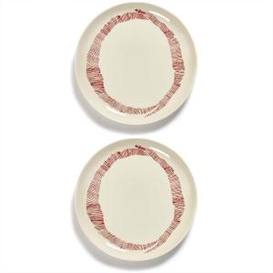imageWhite Serving Plate with Face  Feast tableware by Ottolenghi  Serving Tray Dish Set for 1  Stoneware Microwave Safe Plates  Dinnerware Sets for Home PartyWhite swirl  red stripes